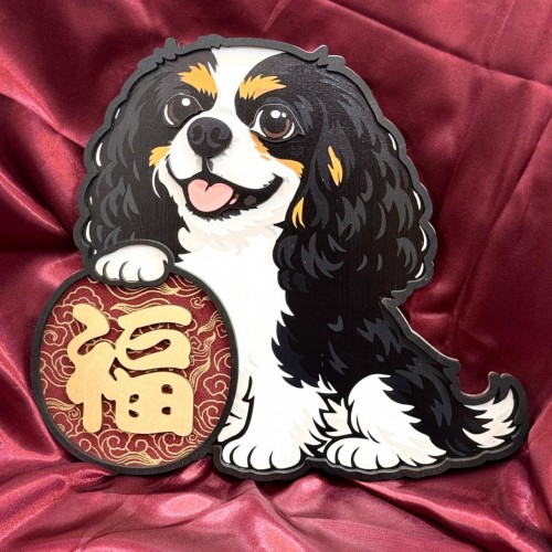 查理王小獵犬造型木製擺設 (可客製化)